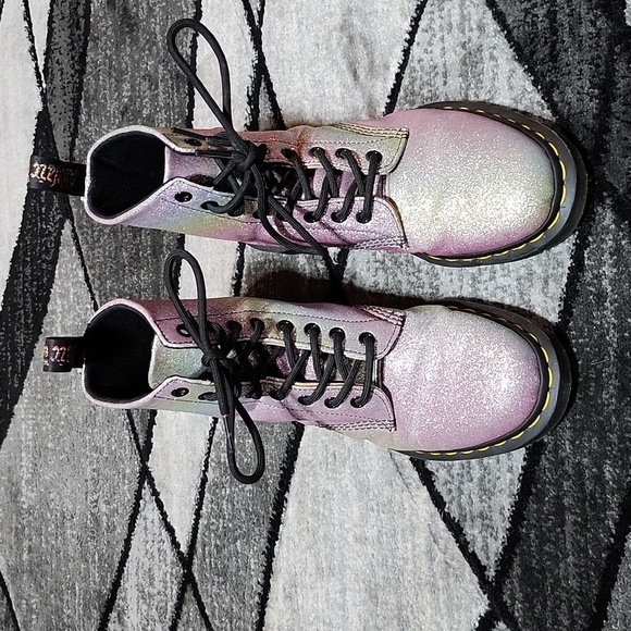 DOC MARTENS 1460 PASCAL OMBRE GLITTER LACE-UP BOOT - Picture 1 of 15